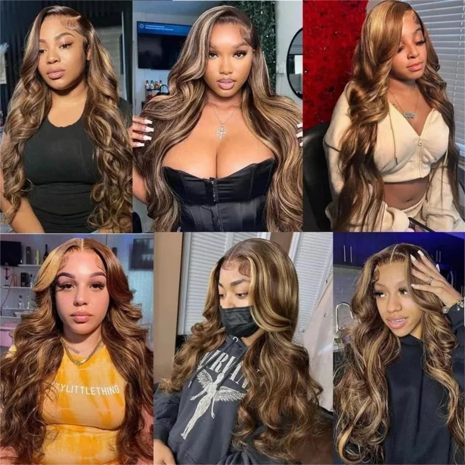 13X6 Hd Lace Frontal Wig Highlight Wig Human Hair 427 Body Wave Human Hair Wigs Brazilian Hair P1B30 Lace Front Wigs 250 Density
