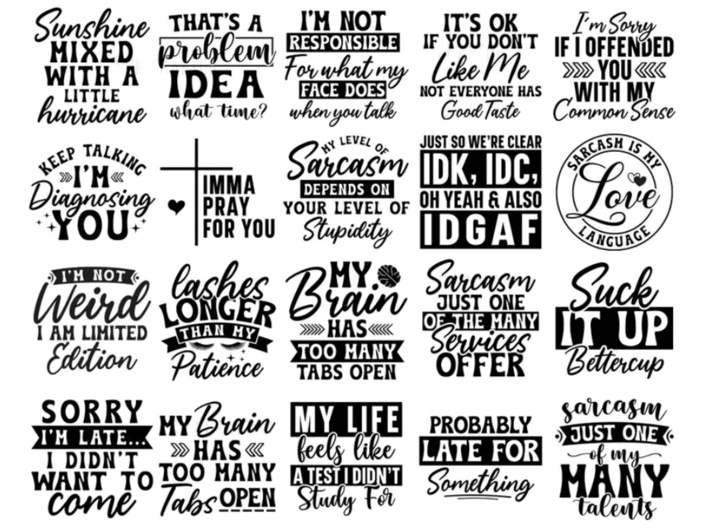 Sarcastic Quotes SVG Bundle: Funny Mom Shirt Designs (Digital Download)