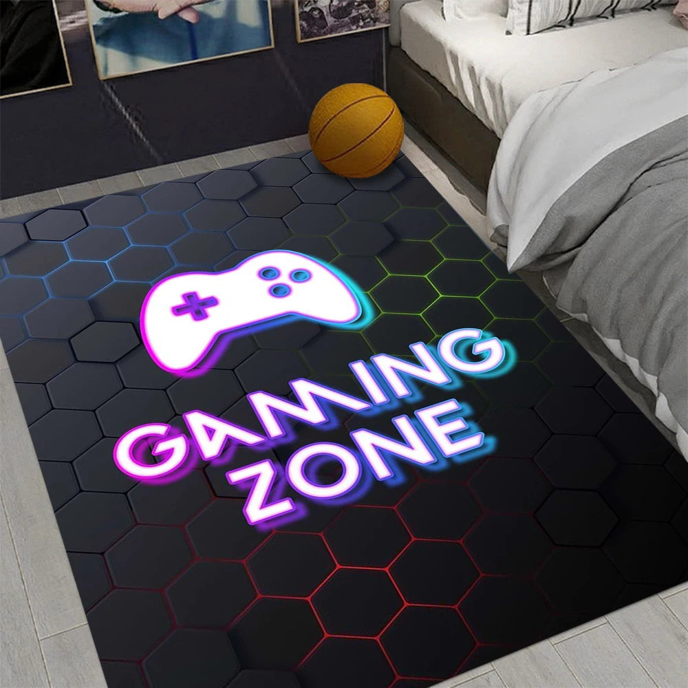 Gaming Rug for Boys Room Gamer Rug with Controller Design Carpet for Game Room Bedroom Decor Non-slip Machine Washab Mat