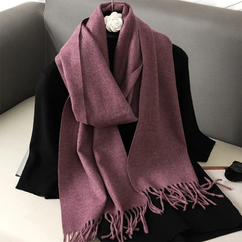 62Color Solid Women Winter Scarf Warm Thicken Cashmere Shawl Outdoor Fashion Luxury Tassels Pashmina Lady Wrap Windproof Scarves